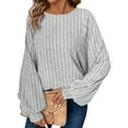 thumbnail image 2 of Sweatshirt for Women Women's Fashion Casual Loose Round Neck Long Sleeve Solid Color Large Size Top, 2 of 8