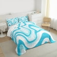 thumbnail image 3 of jejeloiu Modern Geometric Aesthetic Queen Comforter Set,Stripes Lines Bedding Sets,Blue White Bedding Comforter Set For Children,Microfiber Bedroom Decor Reversible,3 Pieces, 3 of 8