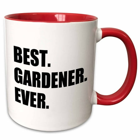 3dRose Best Gardener Ever- fun gift for avid gardeners and gardening fans - Two Tone Red Mug,