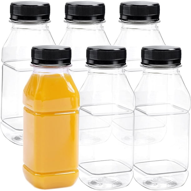 Lot de 6 bouteilles de jus transparentes bouteilles vides en PET
