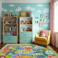 thumbnail image 4 of Socofuz Children Kids Large Road Map Activity Rug, 7'x9' Children Carpet for Games Room Bedroom Playroom Nursery , City Life/Green, 4 of 11