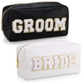thumbnail image 1 of Bolsa de maquillaje Oudain Bride and Groom de piel sintética blanca, 2 unidades, 1 of 7
