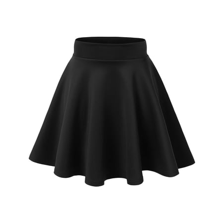 Simply Ravishing Women's Basic Versatile Stretchy Flared Casual Mini Skater Skirt (Size: XS-3X), X-Small, Black