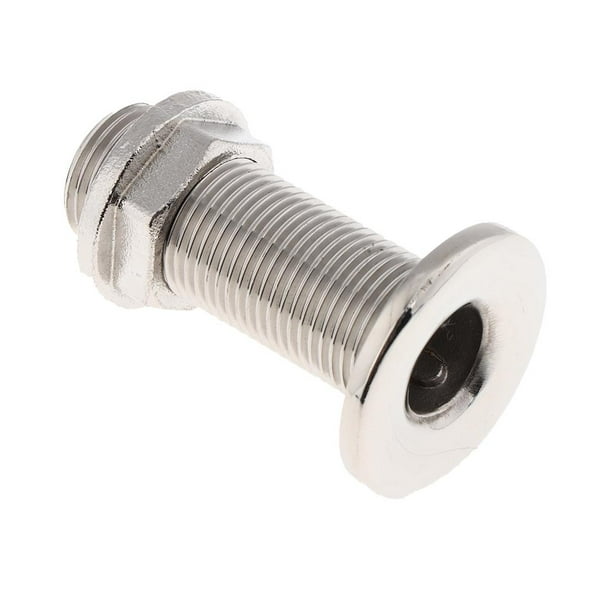 Accesorios pasacascos,Drenaje de montaje de casco de barco de acero inoxidable 316,A través del casco 12 mm Espiga para manguera 1/2 pulgada,Conector pasacascos recto con púas,Tuerca de