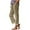 Khaki, variant on Womens Tear Away Pants Side Split Snap Open Bottom Sweatpants Leg Breakaway Post Surgery Pants with Pockets