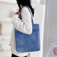 thumbnail image 6 of Jiibva Vintage Denim Splicing Shoulder Bag For Women Fashion Bags Casual Large Capacity Canvas Tote Underarm Shopper Bag, 6 of 7