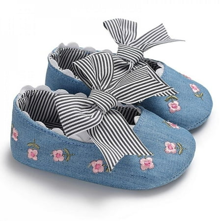 

SweetCandy Baby Girls Anti-Slip Soft Sole Embroidered Bow Princess Shoes with Balls Design First Walkers Prewalkers Shoes