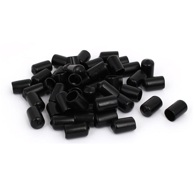 Tapa de extremo de manguera de goma de 12 mm de diámetro interior, protector de rosca, cubierta negra, 50 piezas