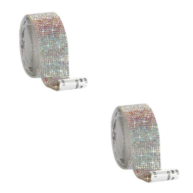 kurtrusly Elegant Crystal Rhinestone Ribbon DIY Sticker Multicolor 2.7cm 2Set
