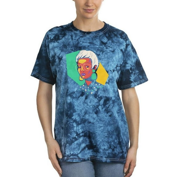 Girl W Short Hair Portrait Tie Dye Crystal Women -Image by Shutterstock, Female Medium