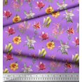 thumbnail image 2 of Soimoi Purple Silk Fabric Lily & Lotus Floral Print Fabric by the Yard 42 Inch Wide, 2 of 3
