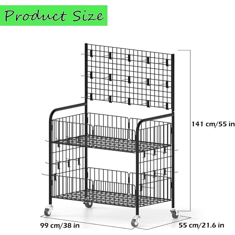 Ztysn Foldable Metal Wire Display Stand,with 30 Hooks,Mobile
