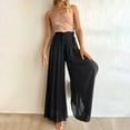 thumbnail image 2 of Gerichy Pants for Women Flowy Dressy Casual Elastic High Waist Wide Leg Palazzo Pants with Pocket Womens Wide Leg Pants Flowy Drape Ruffle Drawstring Waist Pants, 2 of 5