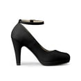 thumbnail image 3 of BLISSFUL STEP Escarpins à Talons Aiguilles Hauts pour Femmes à Bout Rond avec Bride à la Cheville -PU Noir-PU 8, 3 of 7