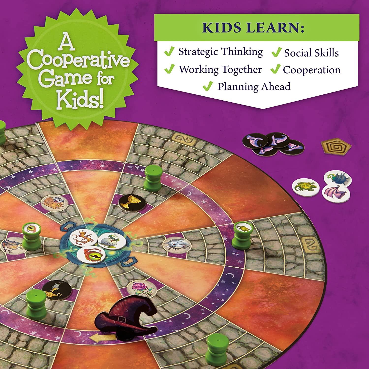 Peaceable Kingdom Cauldron Quest Game, Cooperative Game for Kids, 2 to 4 Players
