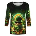 thumbnail image 2 of TaTaai St. Patrick's Day Women's Casual Print Round Neck 3/4 Sleeve T-Shirt Loose Top Gift, 2 of 5