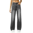 thumbnail image 6 of Wide Leg Jeans for Women Casual High Waisted Strechy Straight Leg Loose Tummy Control Denim Pants with PocketDark Gray M, 6 of 6