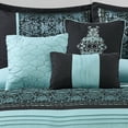 thumbnail image 7 of Lanco Damask 7 Piece Comforter Set Aqua/Black, Bed Size Queen, Fill Polyester, 7 of 7
