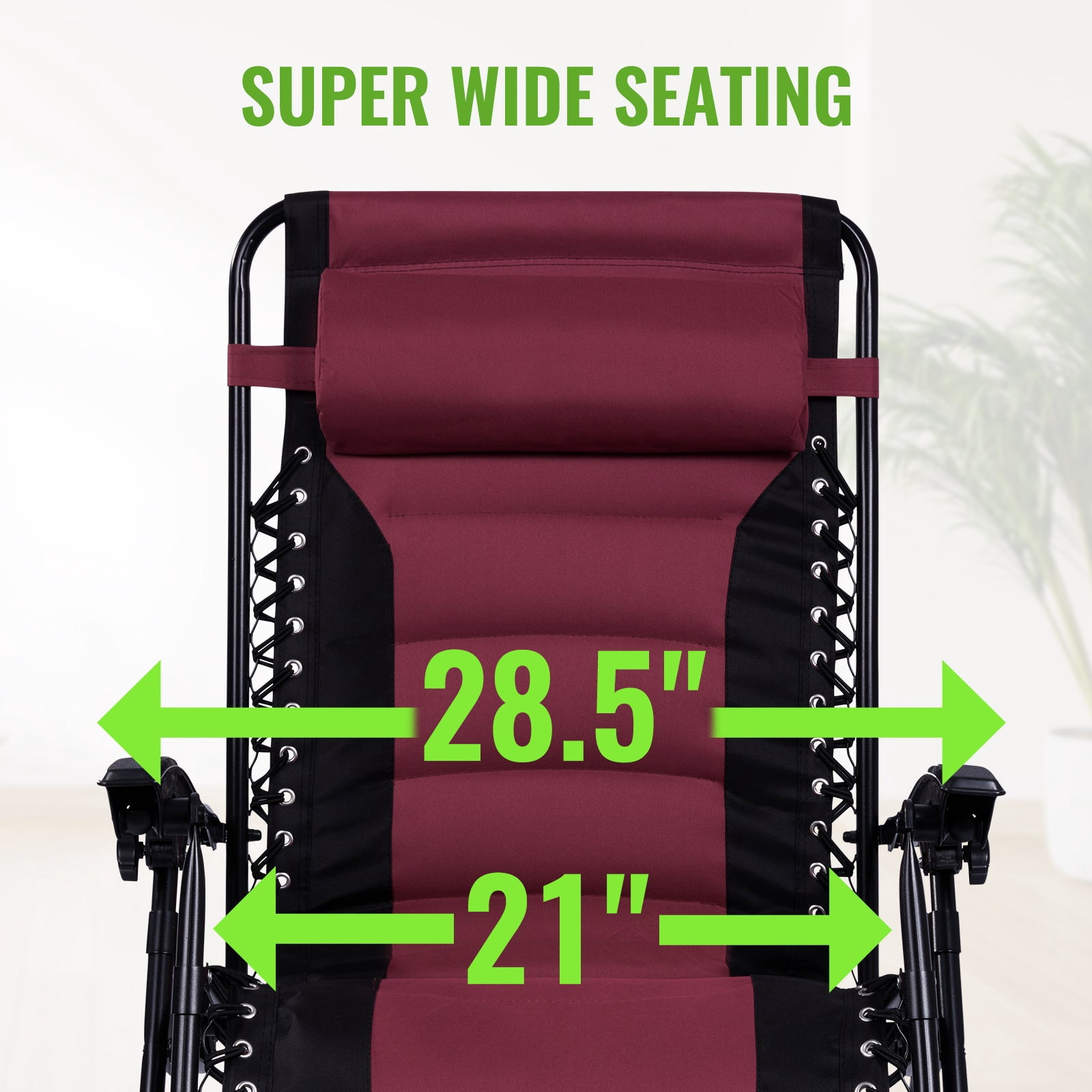 Backyard Expressions Deluxe XL Padded Recliner Zero Gravity Chair – Ergonomic Anti Gravity Lounger with Folding Design, Side Tray, and Adjustable Headrest