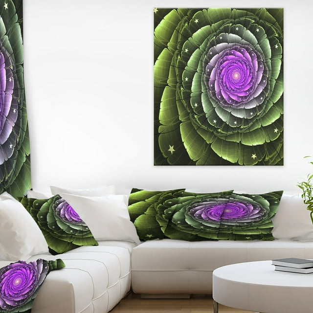 Lush Green and Purple Fractal Flower - Floral Canvas Art Print