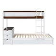 thumbnail image 6 of Aukfa Twin Over Twin Bunk Bed with Trundle and USB Charging Station, Wood Bed Frame with Build-in Desk&Storage Drawers for Kids Bedroom, White/Walnut, 6 of 8