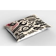 thumbnail image 2 of Ambesonne Retro Pillow Sham 2 Pack, Car Repair Shop Logos, 30"x20", Beige Dark Coral Black, 2 of 3