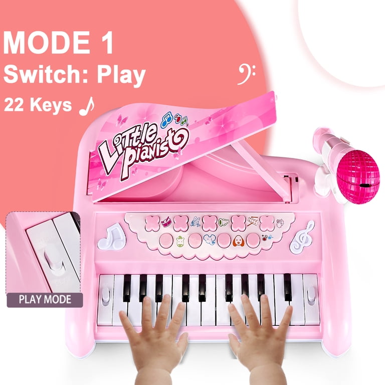 Tepear Kids Musical Keyboard with Microphone, Pink photo 5