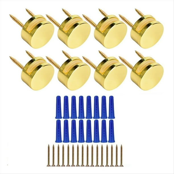 Hardware de Montaje de Espejo Sin de 3-5 mm, Paquete de 8, Kit de Montaje de Espejo de FijacióN de Doble Tornillo con Tornillos y Anclajes, Dorado