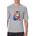 thumbnail image 1 of IWPF - Big Men's T-Shirt - American Flag 4th of July Kitty, 1 of 5