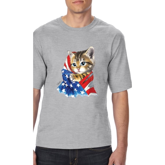 IWPF - Big Men's T-Shirt - American Flag 4th of July Kitty