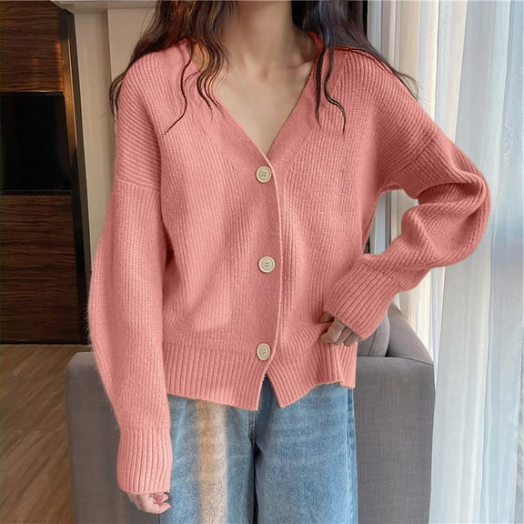 Elvqul Womens Sweater Knit Shirts Trendy Pink Sweater for Women Long Sleeve