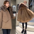 thumbnail image 4 of IROINNID Women's Winter Warm Mid-Length Coat Solid Color Parka Long Sleeve Outwear, Khaki, 4 of 9