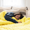 thumbnail image 1 of Comtest Chunky Knit Throw Blanket Chenille, Chicken Yellow, 40"x60"(Love Seat), 1 of 6