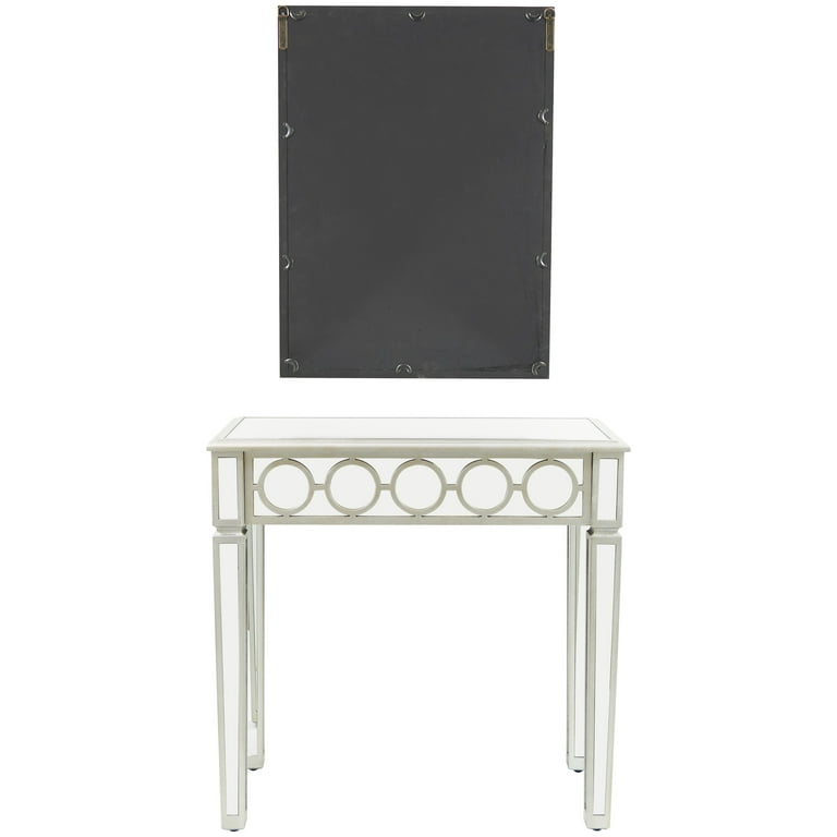 Decmode modern 2 piece wood and sale glass wall mirror and console table set