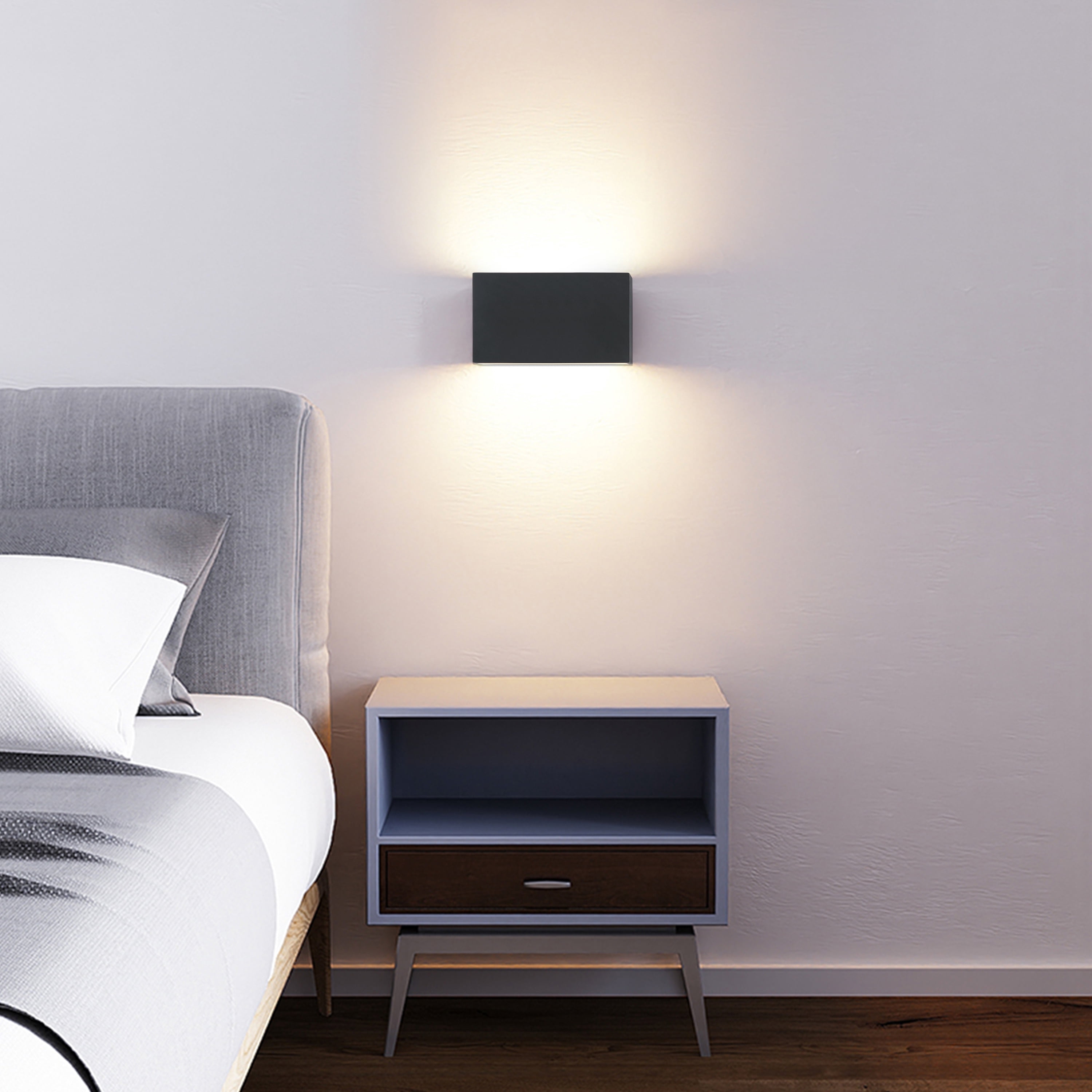 C Cattleya 2-Light Matte Black Aluminum Integrated LED Outdoor/Indoor Wall Light