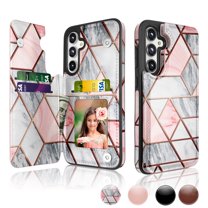 For Galaxy S23 FE 5G Case, Samsung S23 FE 5G Wallet Case, Luxury PU Leather Case,Luxury Slim Folio Flip Kickstand Shockproof Cards Holder Wallet Case Cover -Marble