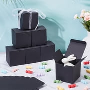 Paper Gift Packaging Boxes Foldable Storage Boxes for Gift Square Black 8x8x8cm