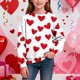 thumbnail image 1 of Sudadera sin capucha para niño, con estampado de San Valentín, de manga larga, informal, deportiva, con capucha, sudadera de manga larga sin capucha, top con inserciones en los hombros, blusa de polié, 1 of 8