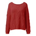 thumbnail image 3 of Vedolay Fall Sweater Women's 2023 Fall Cropped Turtleneck Knitted Sweater Pullover Loose Tops,Red M, 3 of 4