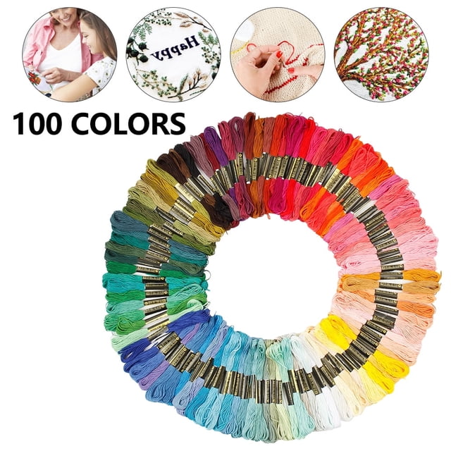 Embroidery Floss Cross Stitch Thread Friendship Bracelet String 100 Rainbow Color Crafts Floss(100color)