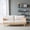 Natural, variant on YWEN 72" Square Arm 3-Seater Sofa with Cane Rattan & Rubber Wooden Frame, Tapered Legs, High-Resilience Sponge Beige Cushions, Vintage Modern Couch for Living Room, Bedroom, Apartment, Office