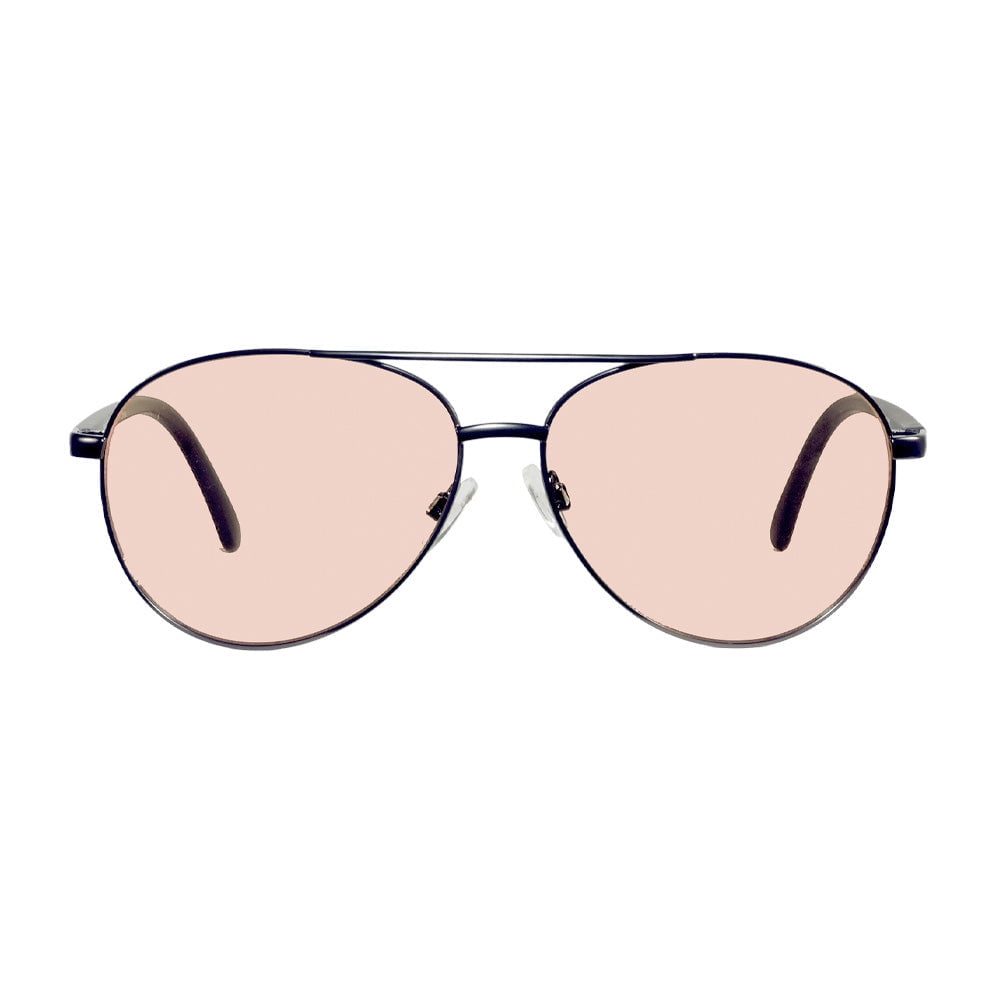Aray Matte Gunmetal Aviator Night Driving Glasses with Rose Color Lens