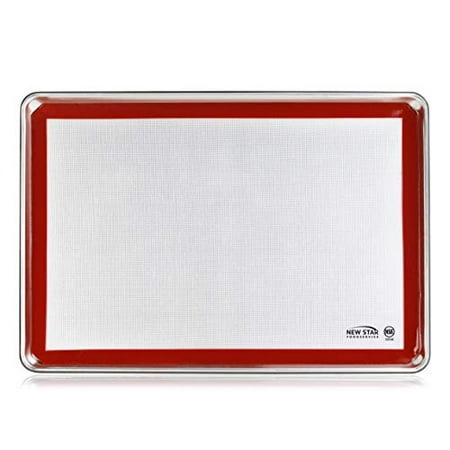 New Star Foodservice 38453 Commercial-Grade 18-Gauge Aluminum Sheet Pan/Bun Pan and Silicone Baking Mat Set, 18" L x 26" W x 1" H (Full Size) Measure Oven (Recommended)