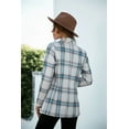 thumbnail image 3 of Women's Open Front Plaid Blazer Coat Jacket Long Sleeve Mock Front Pockets Formal Work Attire, Blue, Small, 3 of 5