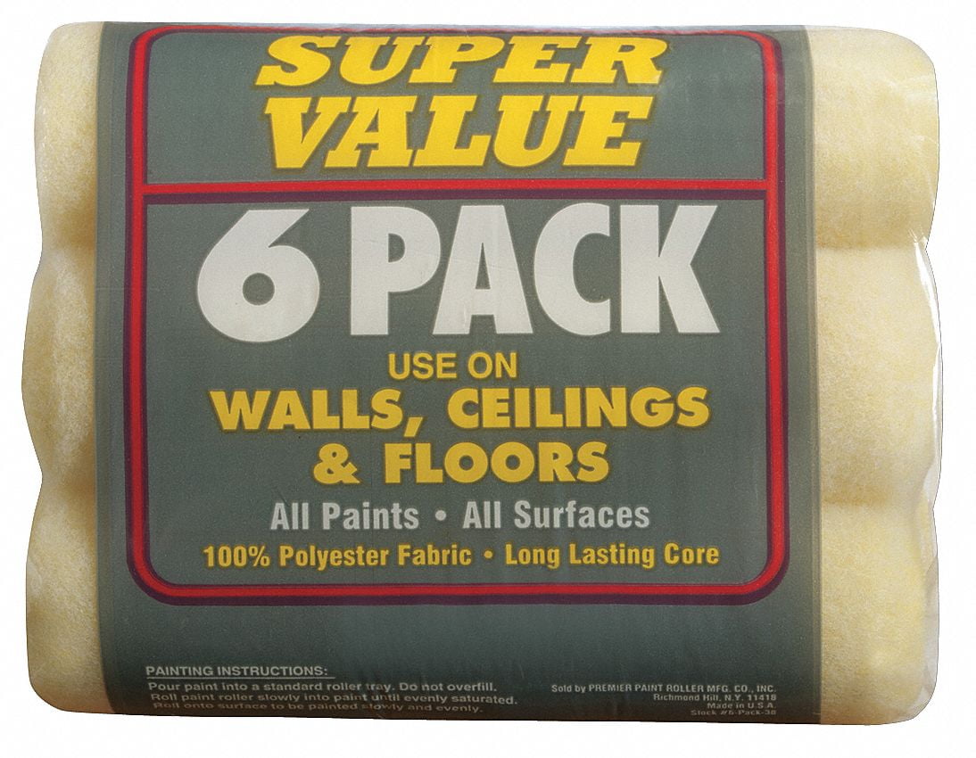 Premier Roller Cover,9'L,1/2'Nap,Polyester,PK6  6PK50