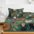 thumbnail image 6 of Cal.King Size Fitted Sheet Set - Halloween 3 Piece Bedding Sets 16" Deep Pocket Fitted Sheet with 2 Pillowcases, Orange Scary Pumpkin Ghosts Birds Snake Cats Brushed Microfiber Hotel Bed Sheets, 6 of 9