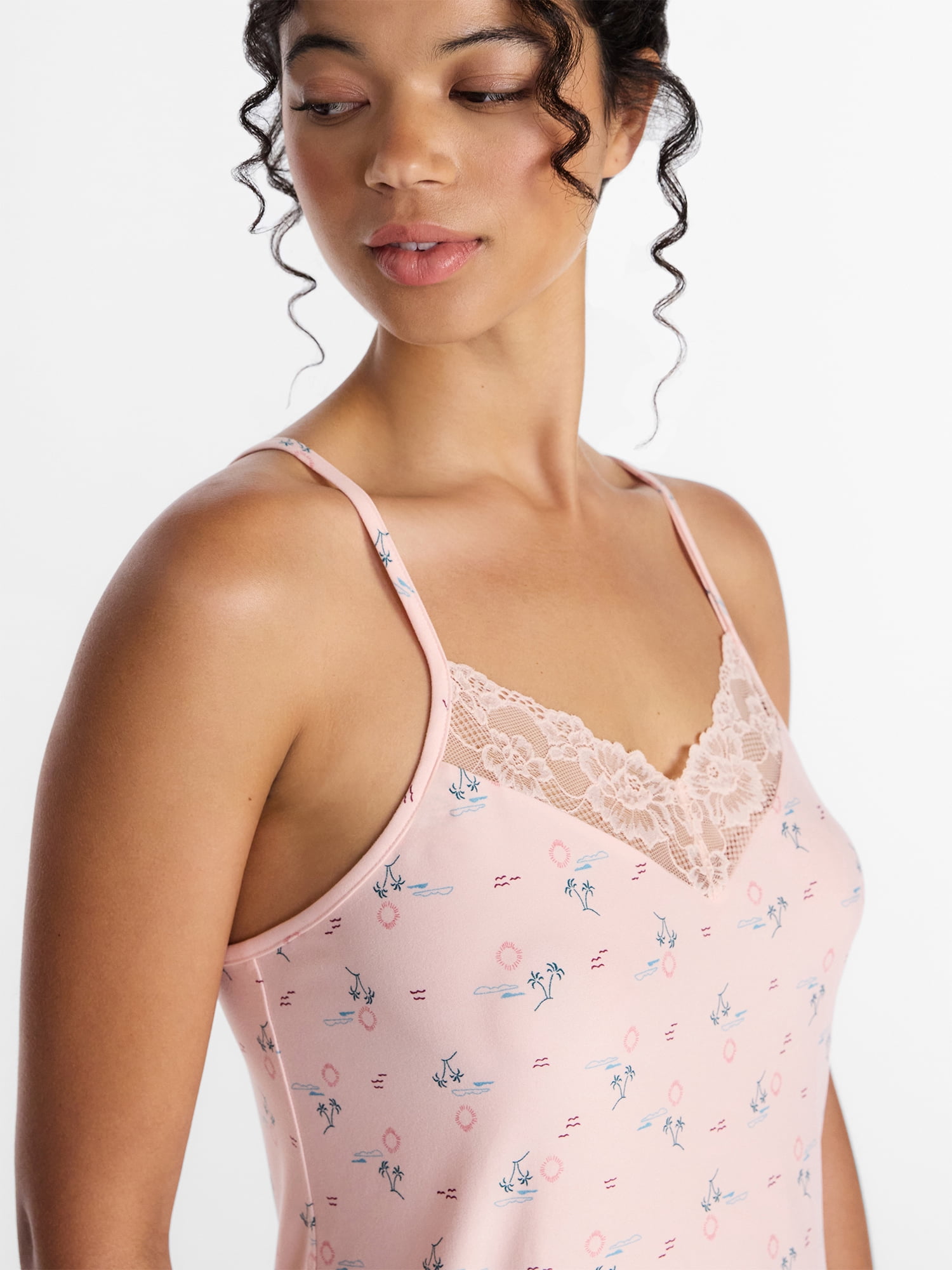 Joyspun Women’s Dreamy Soft Collection Lace Front Knit Chemise, Sizes XS-3X