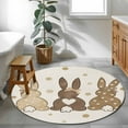 thumbnail image 4 of Round Area Rug 4ft, Watercolor Spring Easter Brown Bunny Tail Non-Shedding Washable Area Rug, Linen Background Non Slip Low-Profile Circle Rugs for Living Room, Bedroom Dining Room, 4 of 9