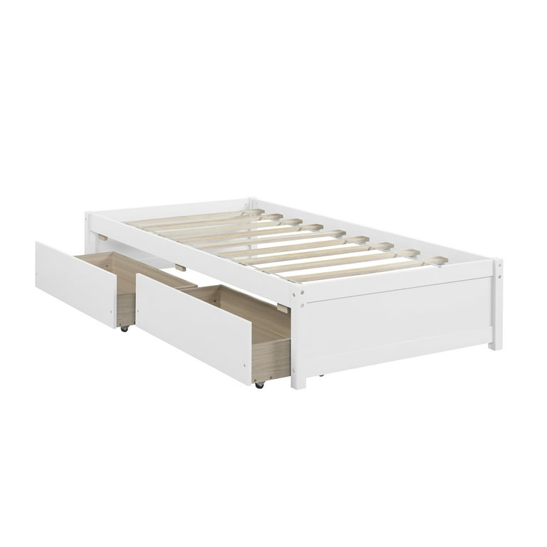 Twin Platform Bed Frame with Storage Drawers, Daybed Storage Bed