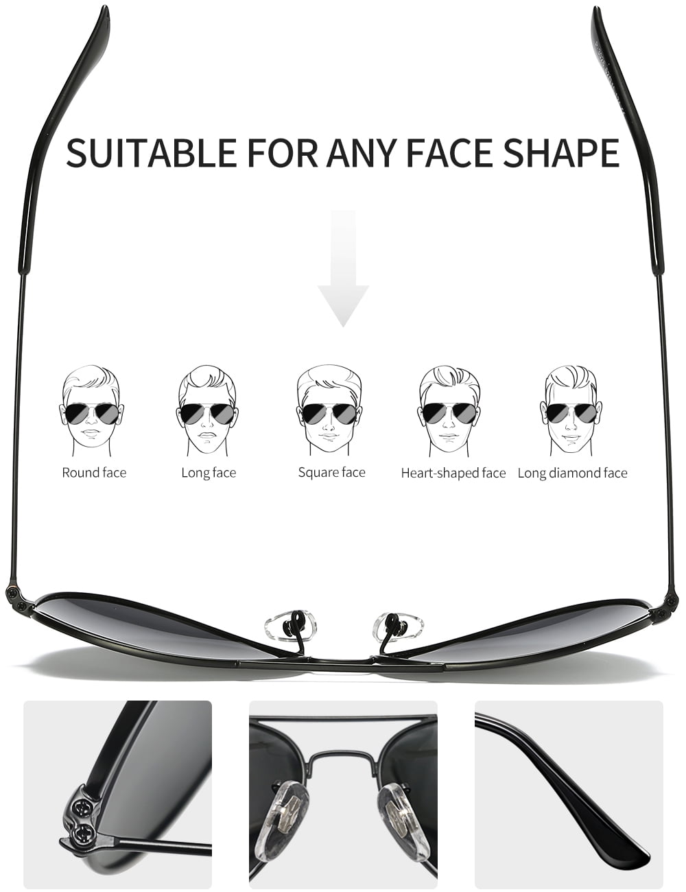 Joopin Polarized Aviator Sunglasses for Men Women Classic Black UV Protection Sun Glasses (Black)